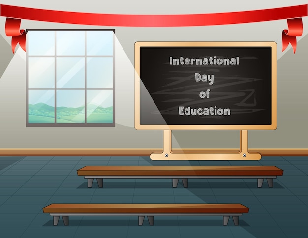 Vector international day of education background with classroom