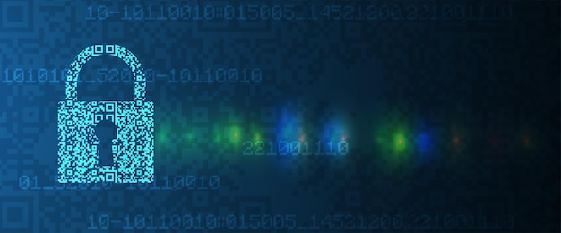 Vector internet digital security technology concept for business background lock on circuit board