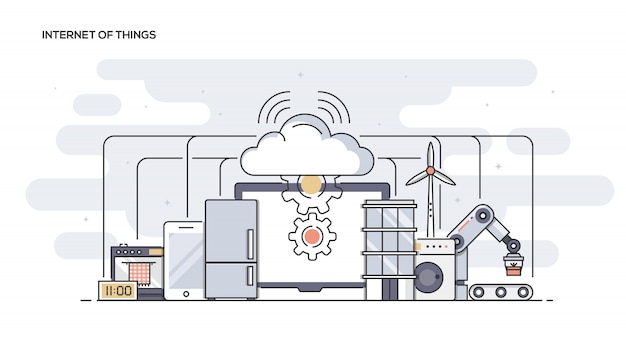 Vector internet of things  line ed banner
