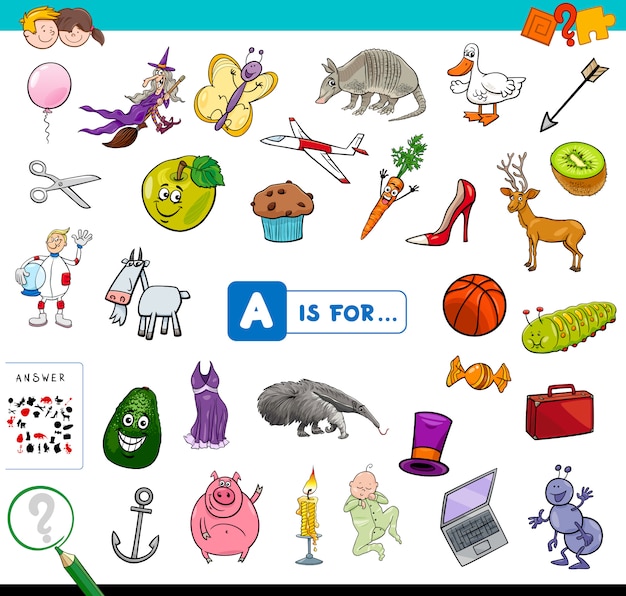 Vector a is for educational game for children
