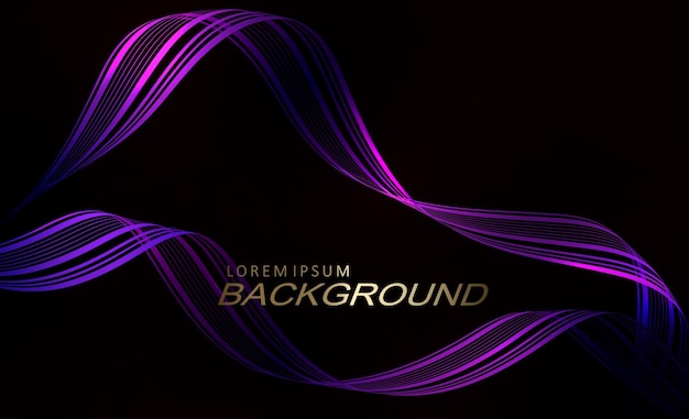 Vector isolated minimal purple wave patterns on black background