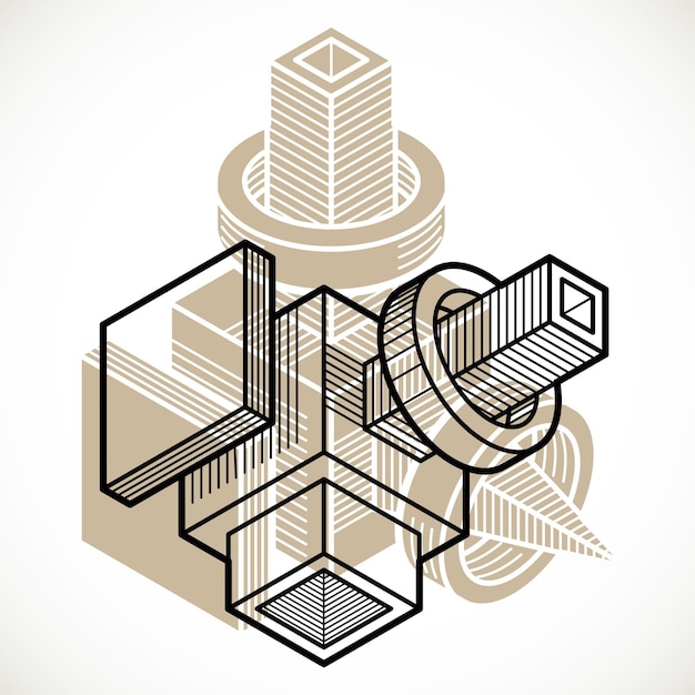 Vector isometric abstract vector dimensional shape, polygonal figure