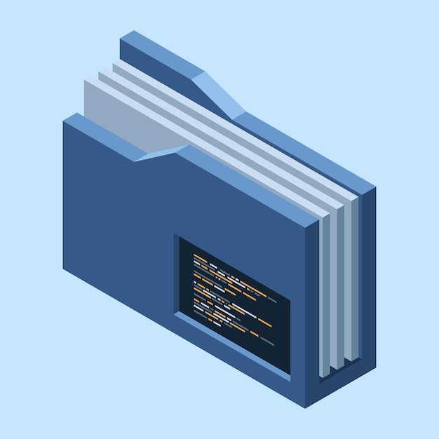 Vector isometric folder network folder shared folder cloud data storage database folder server technology isometric technology