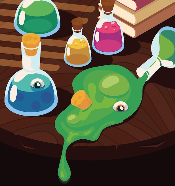 Vector isometric halloween witch potions
