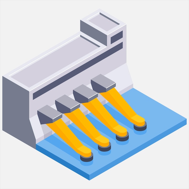 Vector isometric illustration of various hydroelectric dams