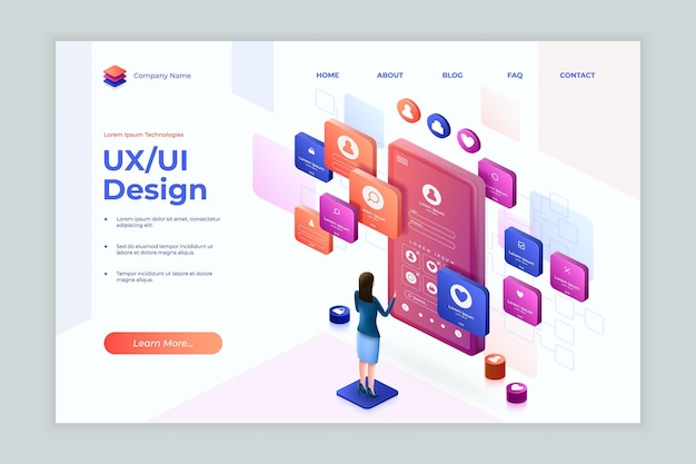 Vector isometric mobile app ux ui web design landing 3d website platform tablet digital screen access to development system internet site interface user registration vector concept
