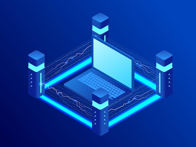 Vector isometric protection of information, general data protection regulation concept. vector illustration it technology