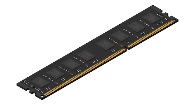 Vector isometric random access memory ram memory realistic 3d isometric computer hardware components vector illustration