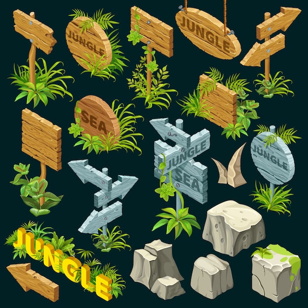 Vector isometric wooden boards.