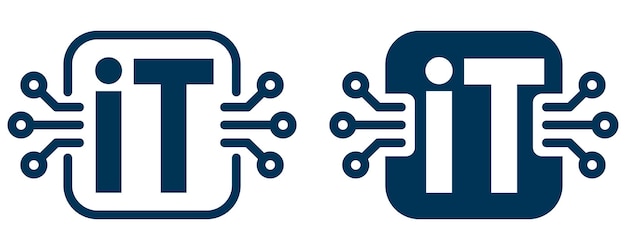 Vector it symbol with circuit nodes for tech or coding theme vector icon