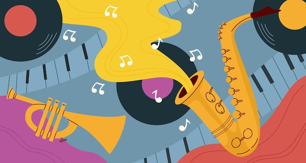 Vector jazz music vector concept