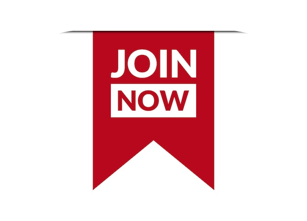 Vector join now red vector banner illustration isolated on white background