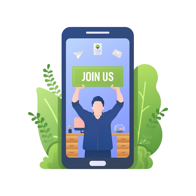 Vector join us for open recruitment vector illustration