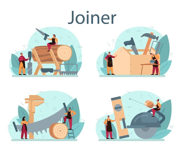 Vector jointer or carpenter concept set