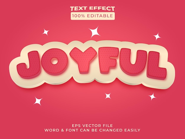 Vector joyful text effect style editable text effect red color with pattern texture