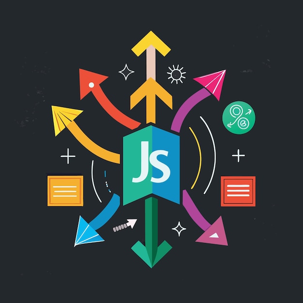 Vector js javascript modern programming language for software development or application concept multi c