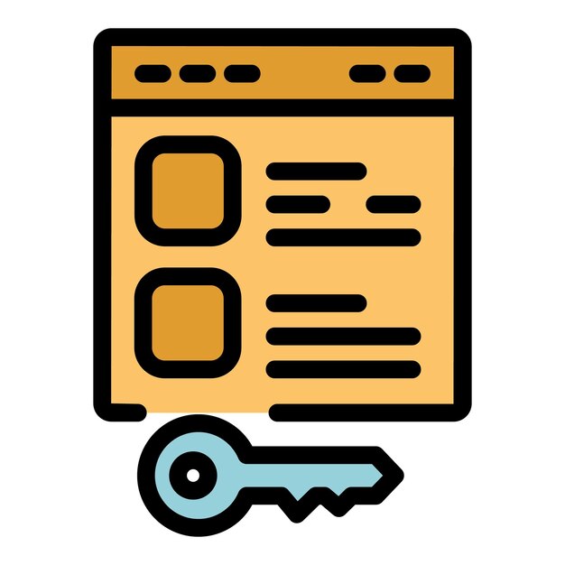 Vector key search engine icon outline key search engine vector icon for web design isolated on white background color flat