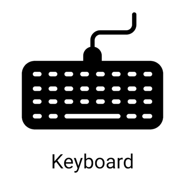 Vector keyboard glyph icon isolated on white background