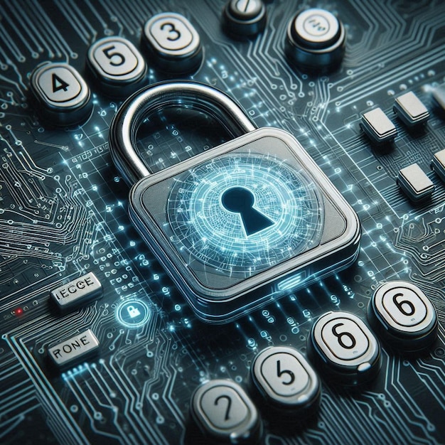 Vector keypad and passcode on a digital lock overlay