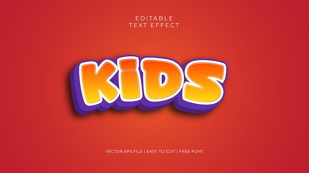 Vector kids editable text effect 3 dimension modern style