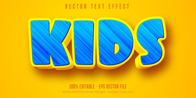 Vector kids text, cartoon style editable text effect