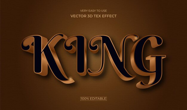 Vector king 3d style premium text effect design