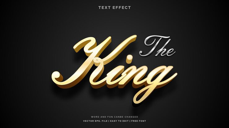 The King 3d Text Effect premium vector