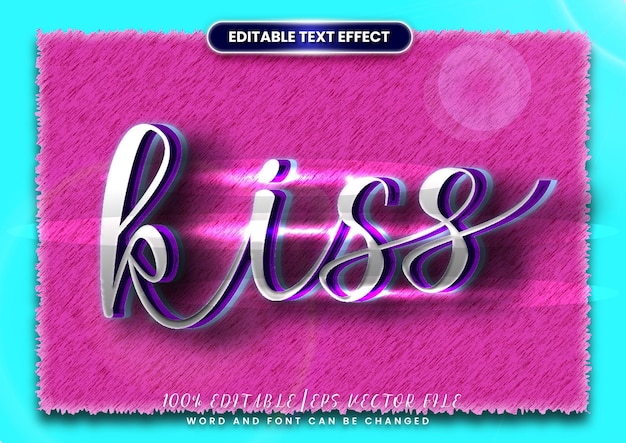 Vector kiss day text effect cute cartoon text style effect
