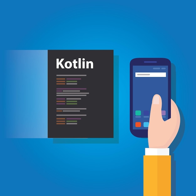 Vector kotlin mobile application programming language coding software technology
