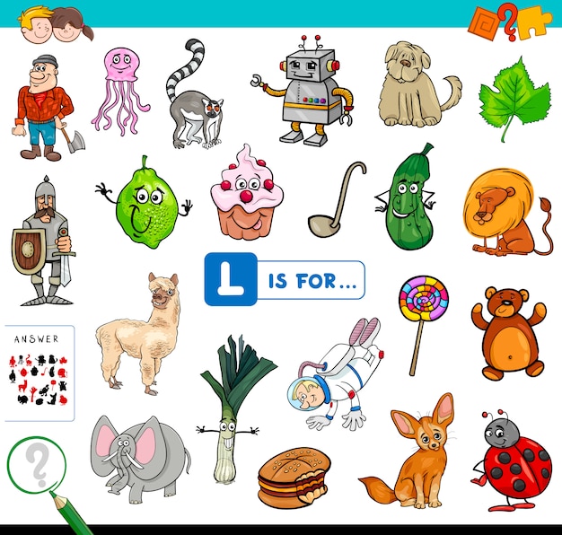 Vector l is for educational game for children