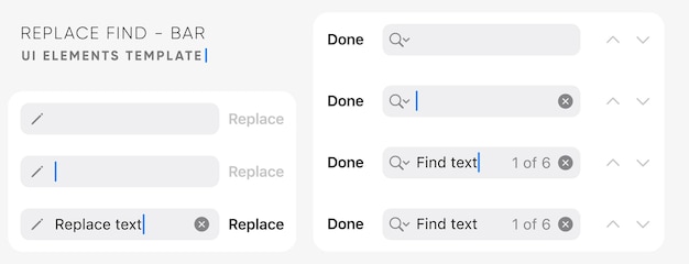 Vector label set for ui template including menu item replace type find none closed user interface
