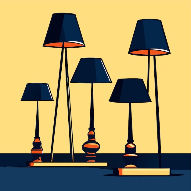 Vector lampshades on long stands vector illustration