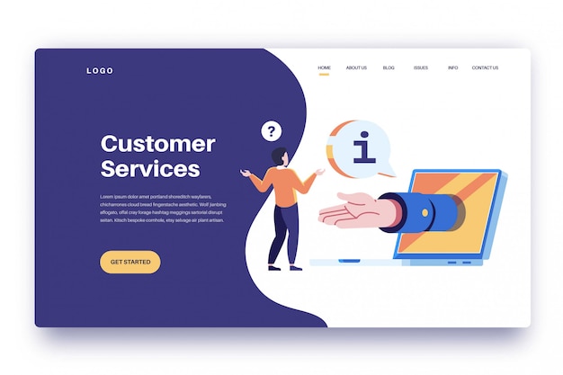Vector landing page customer services