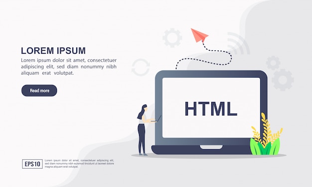 Vector landing page template. coding illustration concept with character. 