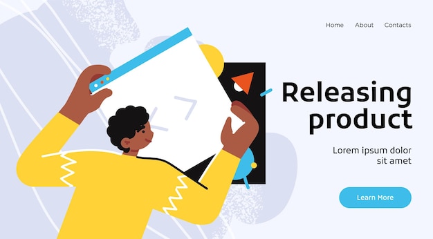 Vector landing page template of developing computer software coding and programming
