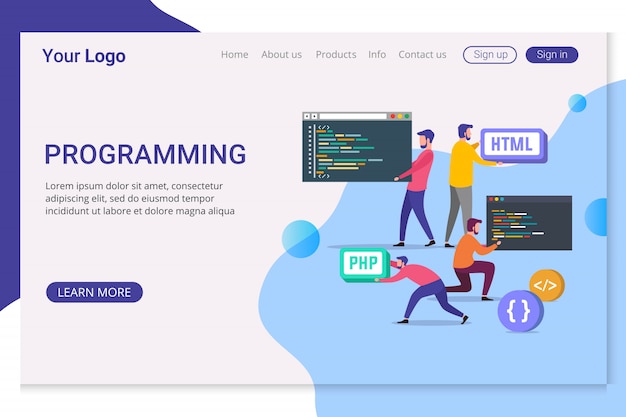 Vector landing page template programming