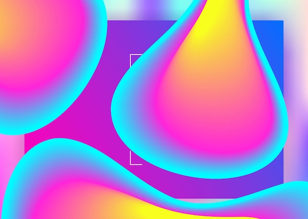 Vector landing page with liquid dynamic elements and fluid shapes