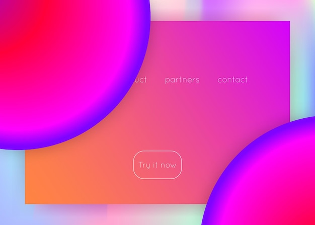 Vector landing page with liquid dynamic elements and fluid shapes