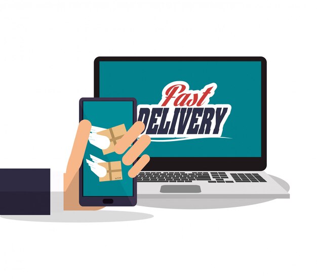 Vector laptop and delivery 