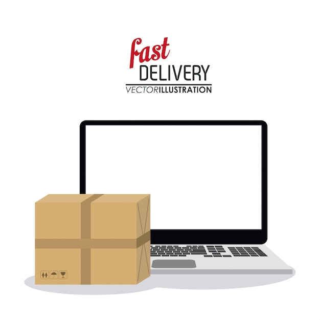 Vector laptop and package icon