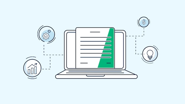 Vector laptop with management and document storage
