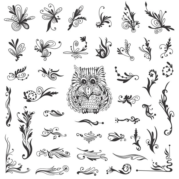 Vector large bundle of vintage elegant classical ornamental design elements for decoration
