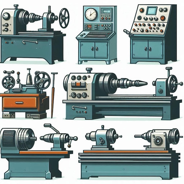 Vector lathe machine vector illustration