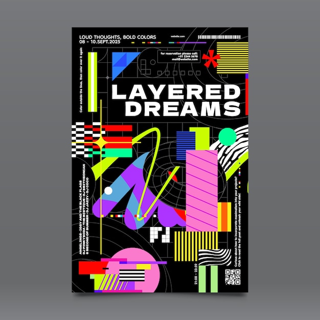 Vector layered dreams abstract composition poster template
