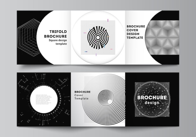 Vector layout of square covers design templates for trifold brochure