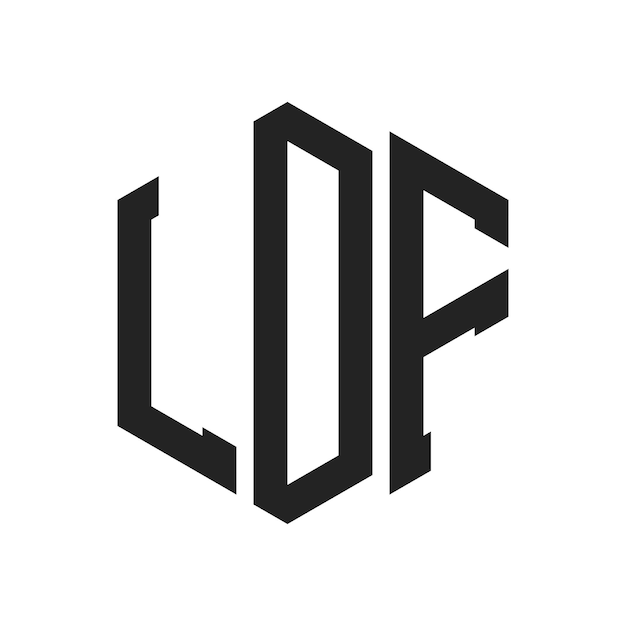 Vector ldf logo design initial letter ldf monogram logo using hexagon shape