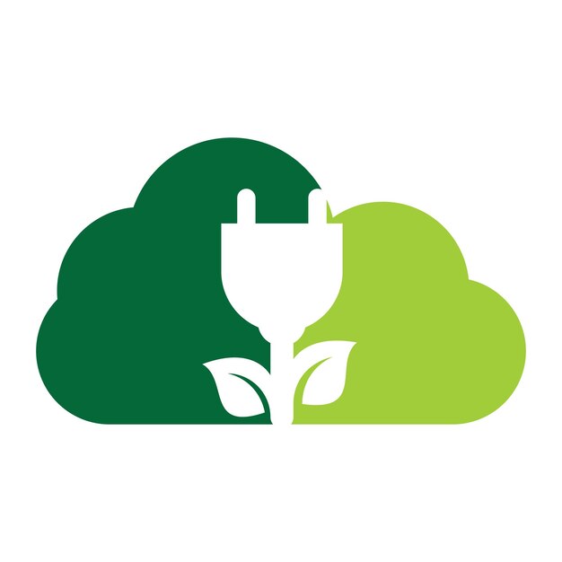 Vector leaf plug cloud shape concept logo design vector illustration