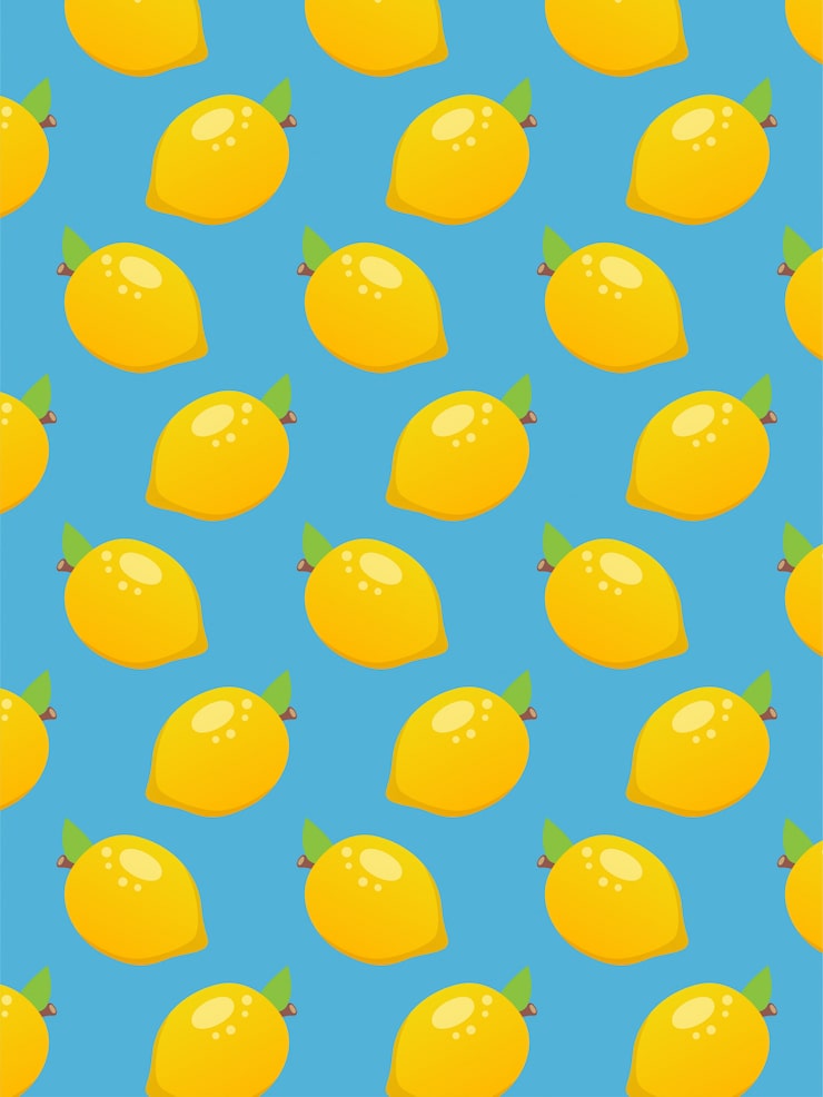 lemon seamless pattern on blue