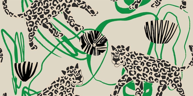 Vector leopard print jungle illustration