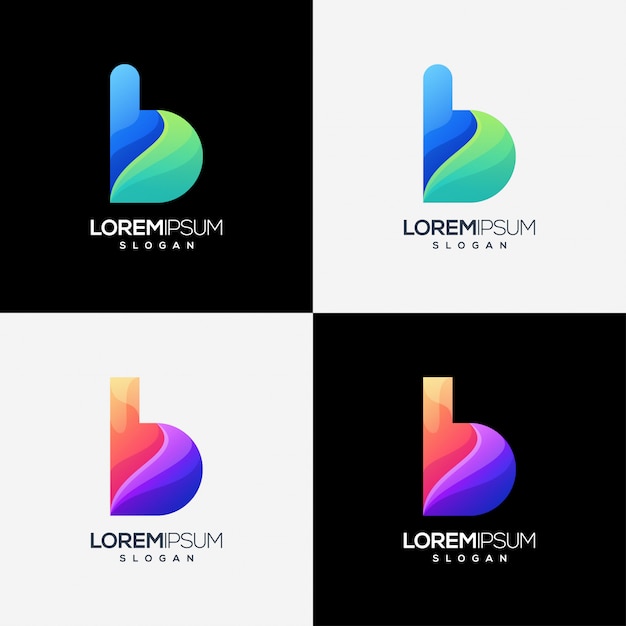 Vector letter b gradient color logo design